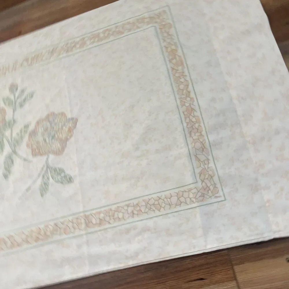 Vintage EUC JcPenney Mosaic Flowers Neutral Fine Combed Percale Pillowcase